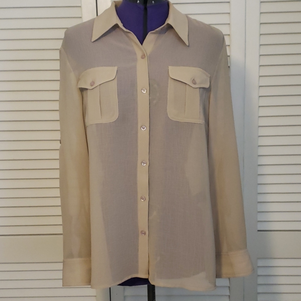 Evan Picone, blouse tan, size large